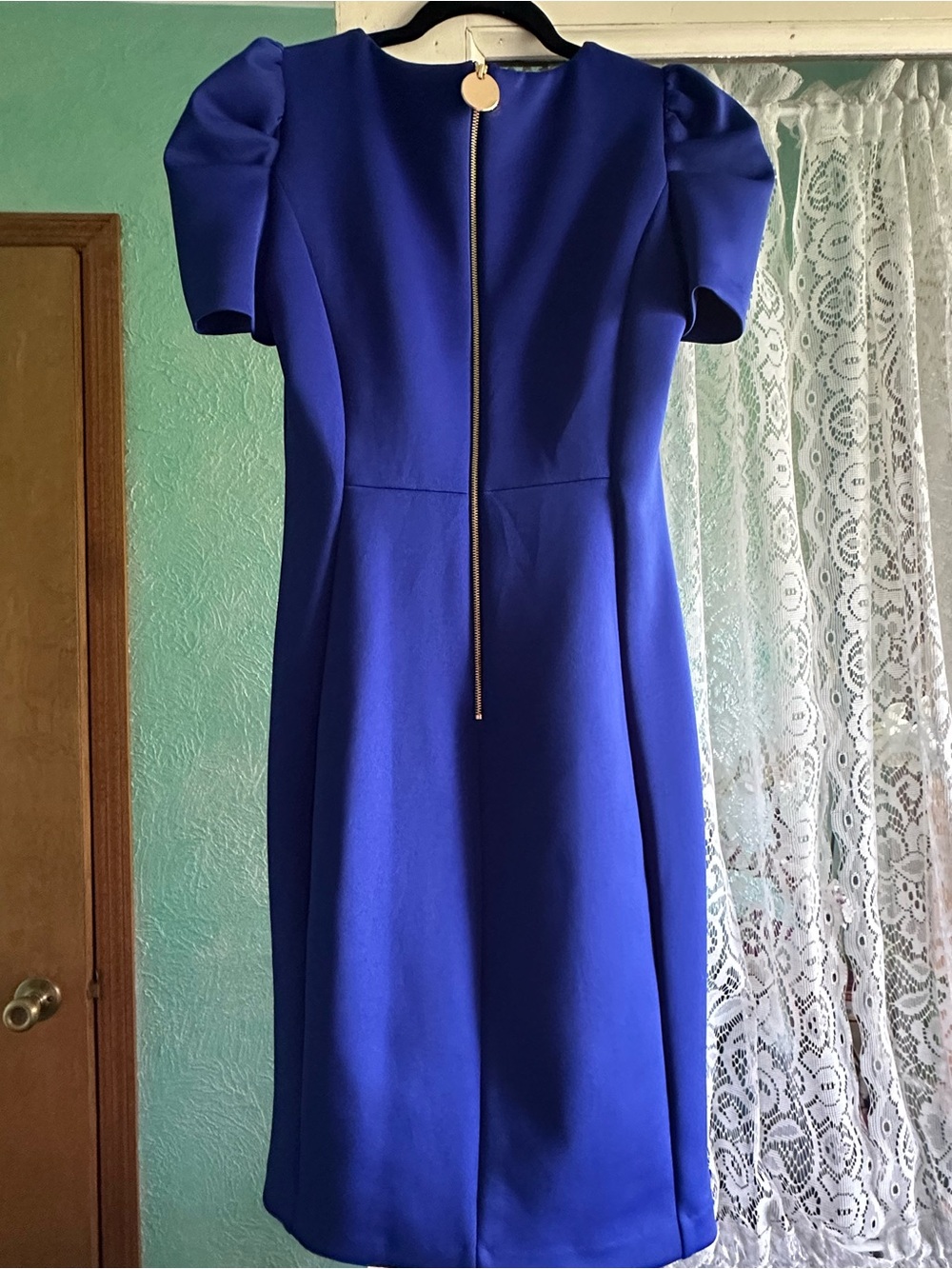 Calvin Klein Royal Blue Midi Sheath Dress with Back Zip Detail